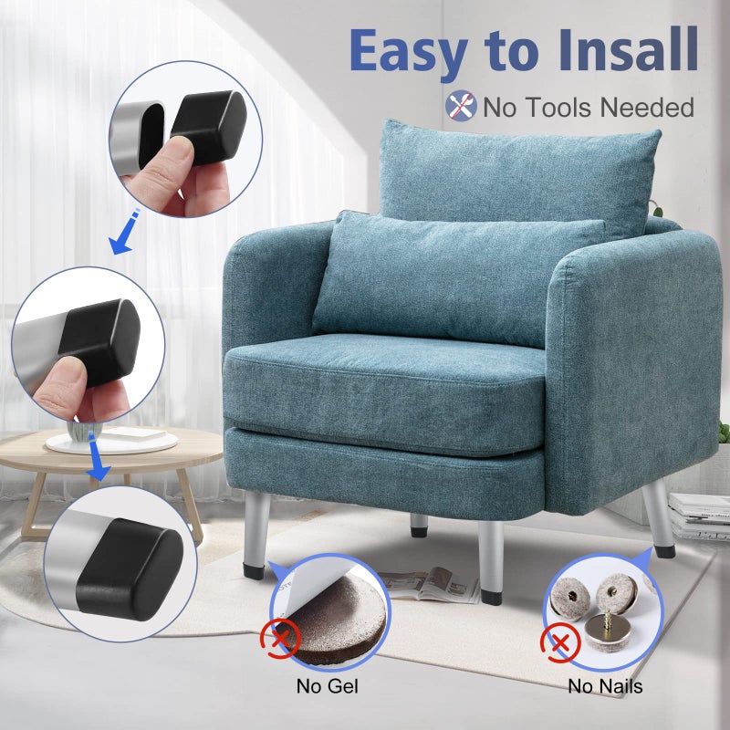Masendelk Oval Furniture Leg Protectors 1.57"" x 0.79"", Masendelk 24 Pack Black Chair Leg Caps Wood Floor Protectors, 40 x 20mm PVC Chair Leg Covers - Image 5